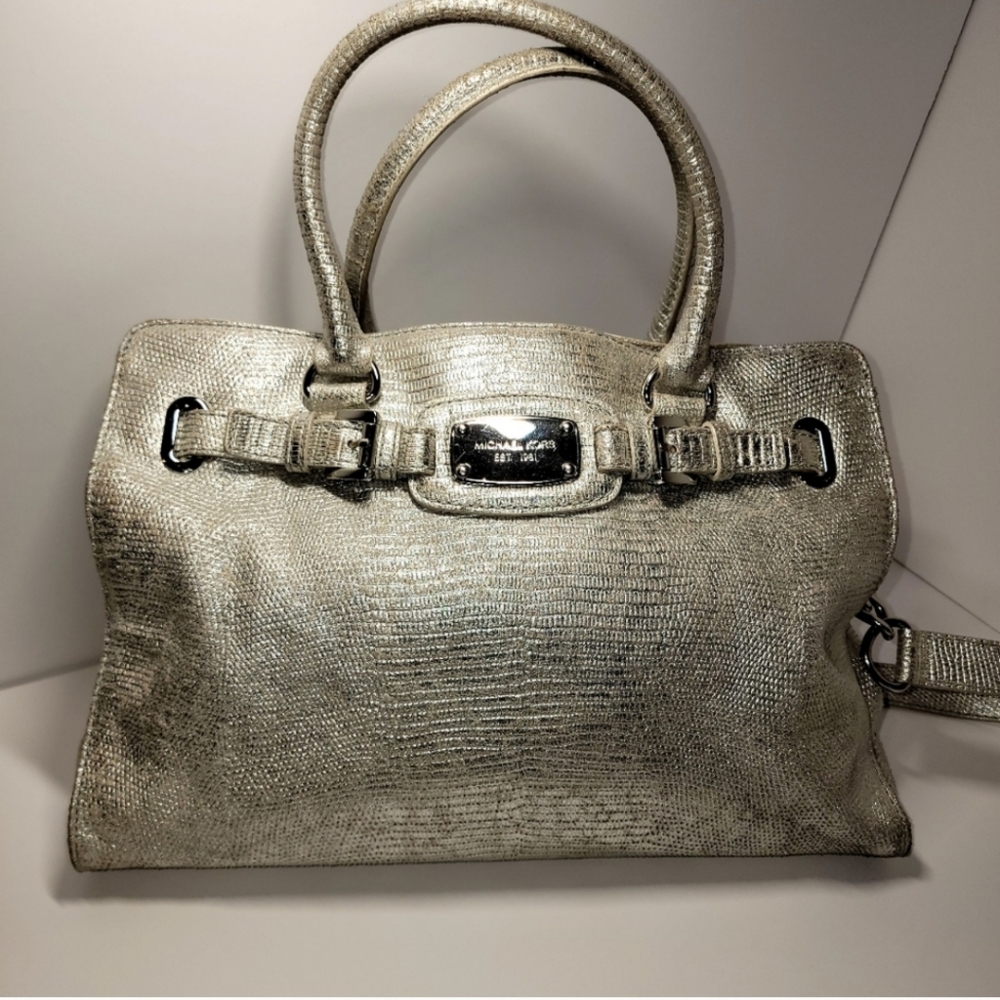 Michael Kors Embossed Metallic Hamilton EUC